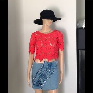 Unbranded red  lace top Small new